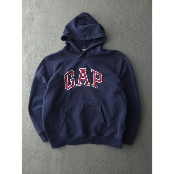 GAP Other - GAP Sweatshirt Hoodie Men's XL Navy Blue Spellout Logo Embroidered